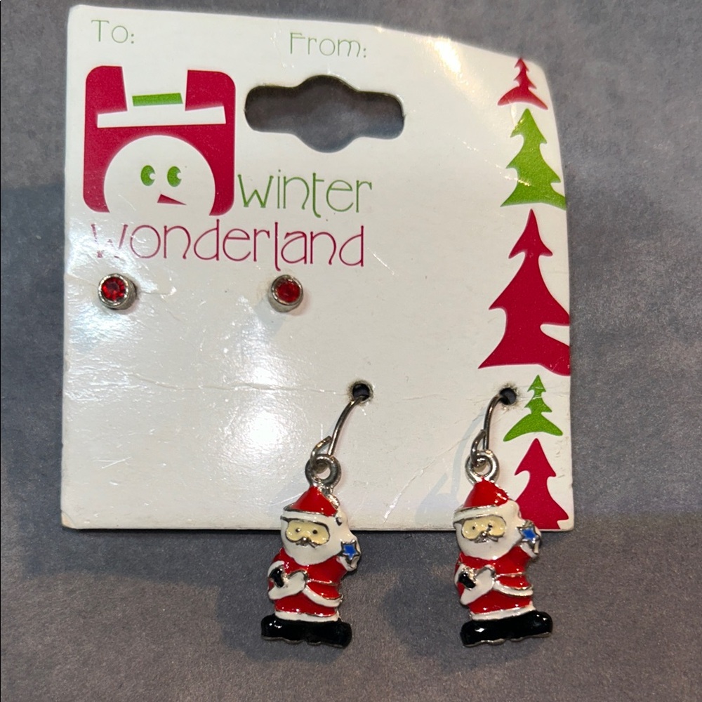 WONDERLAND Festive Santa Earrings - Red and Black